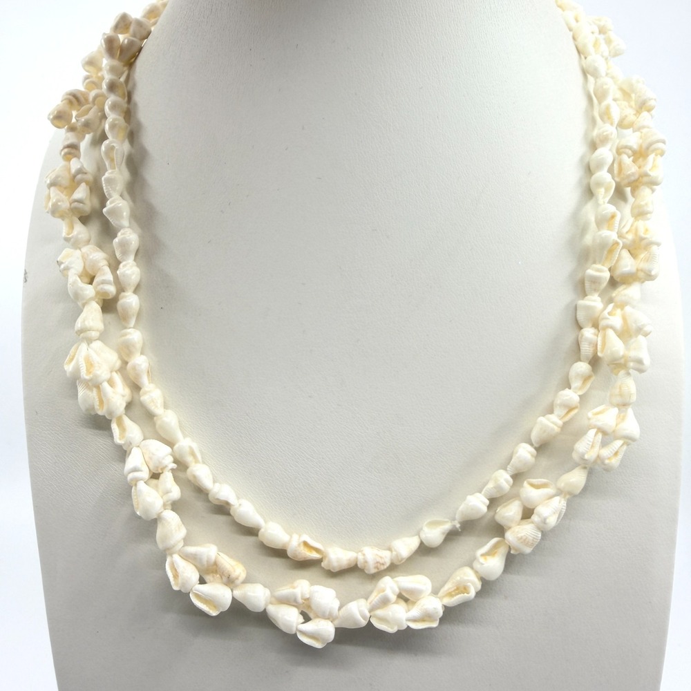 Delicate Seashell Beaded Necklace‎ White Boho Coastal Beachy Summer Jewelry Gift